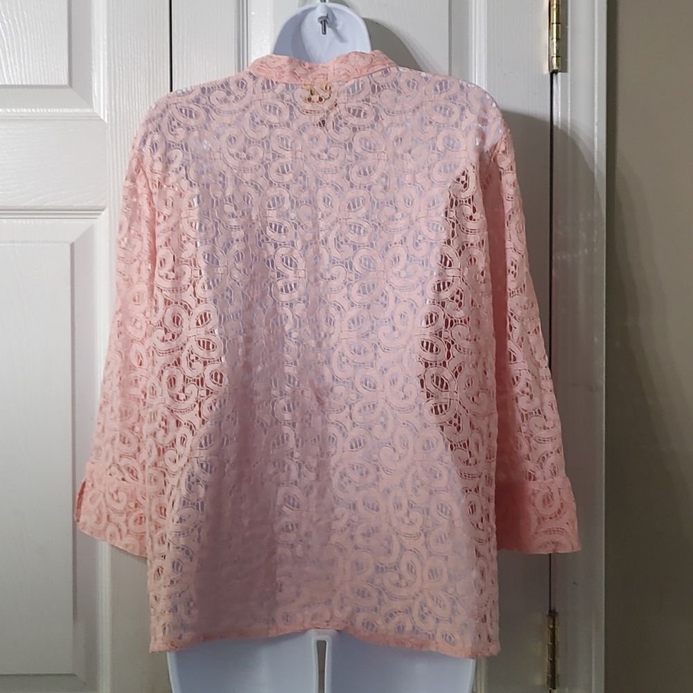 Ruby Rd. Favorites Lace Button Down Pink Top Sz 14 - image 4